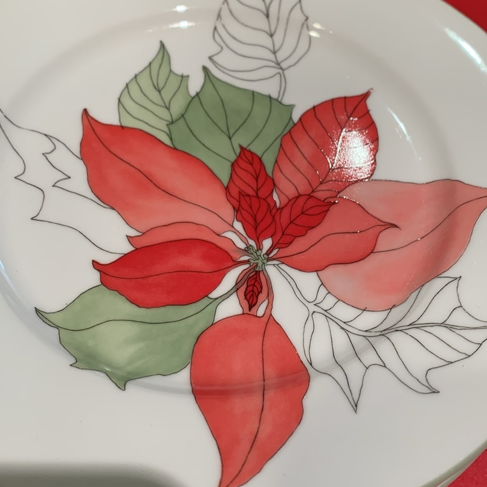 Block Spal 8” plates poinsettia by Mary Lou Goertzen